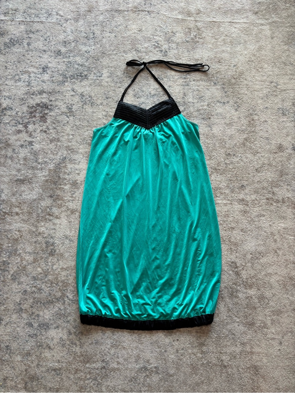 Sequin hearts M emerald green y2k halter mini dress